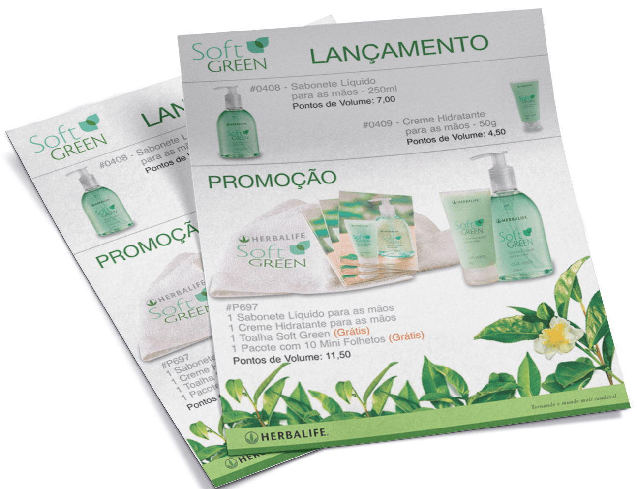 A flyer for soft green shows a variety of products