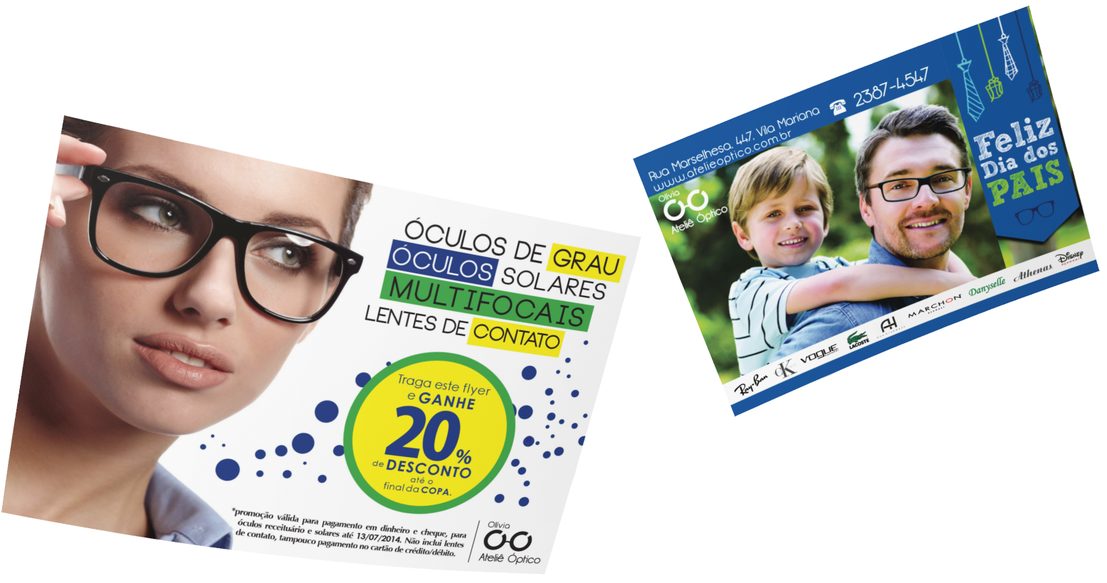 A woman wearing glasses is on a poster next to a man wearing glasses.