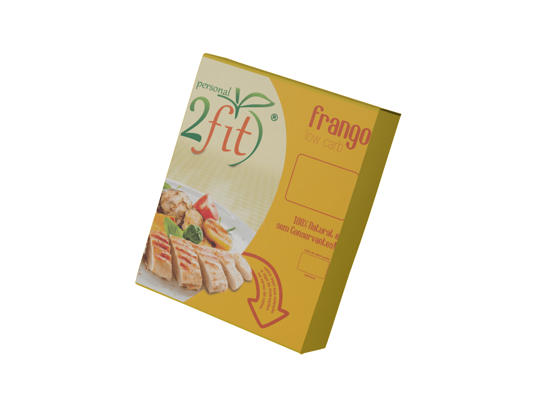 A box of frango 2 fit is sitting on a white surface