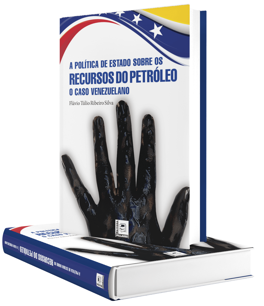 A book titled recursos do petroleo is sitting on top of another book