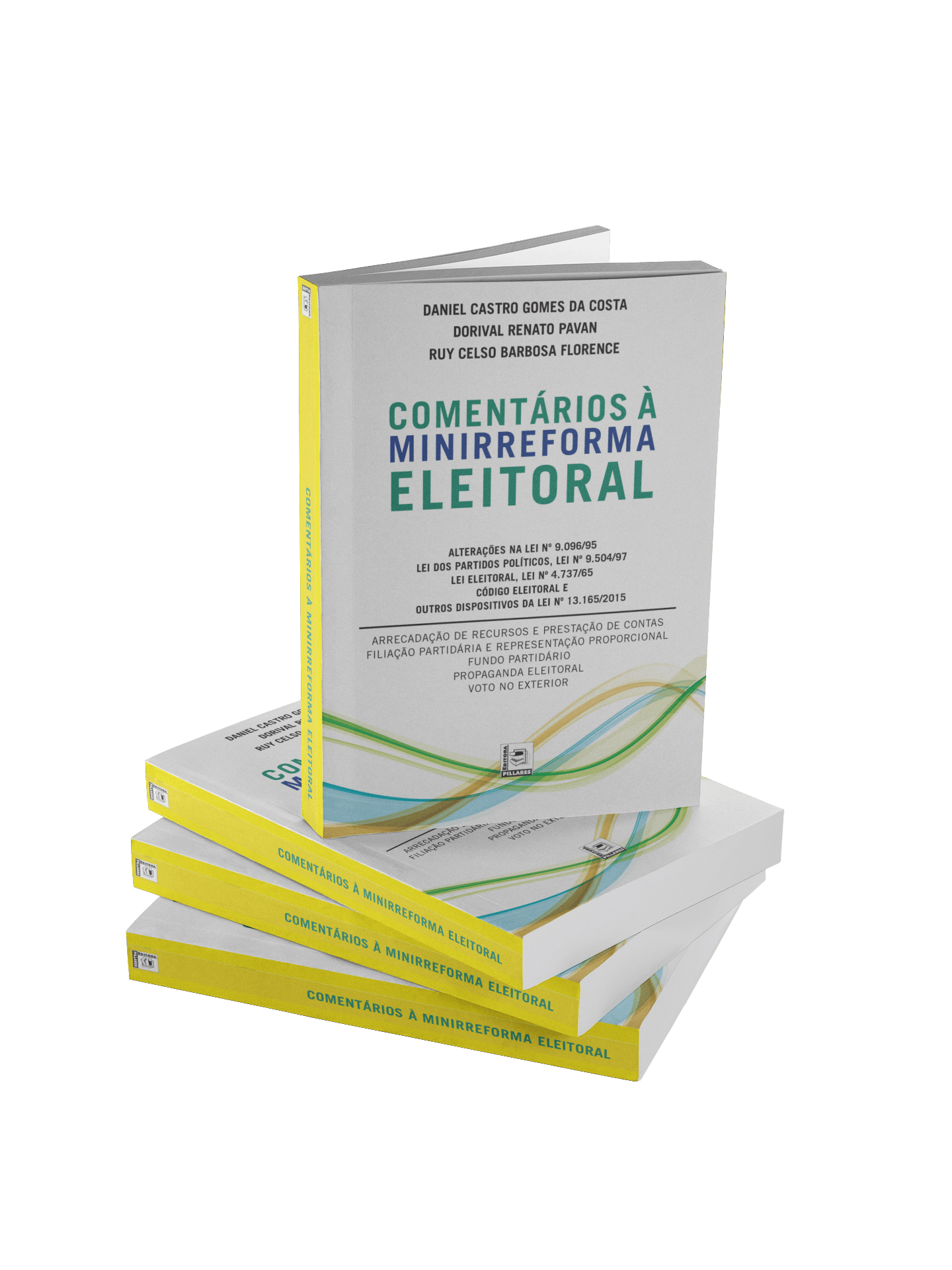 A stack of books titled comentarios a minireforma eleitoral