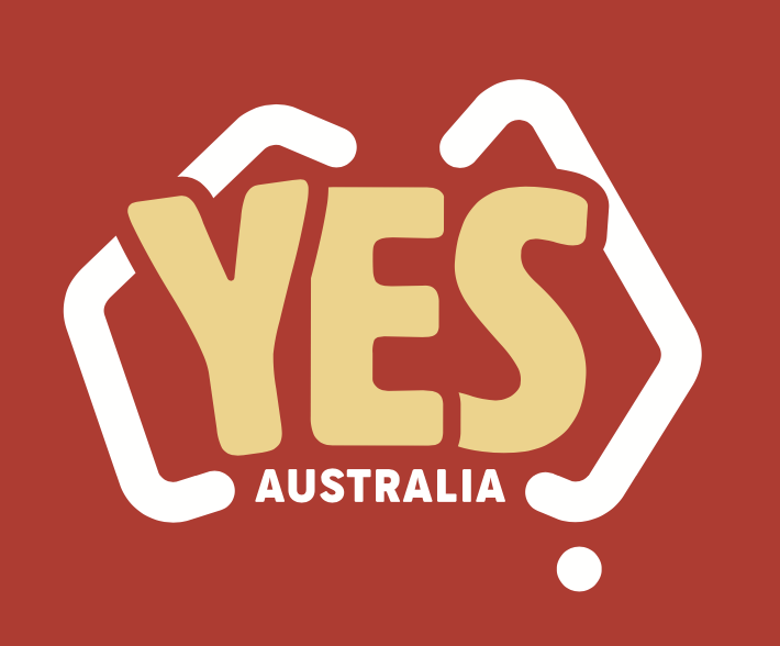 A yes australia logo on a red background