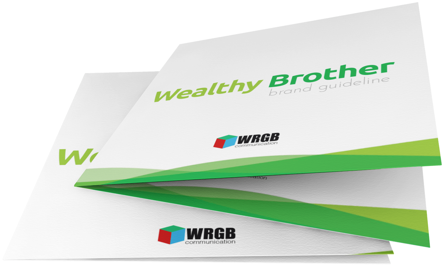 Two brochures are stacked on top of each other with the words wealthy brother on them.