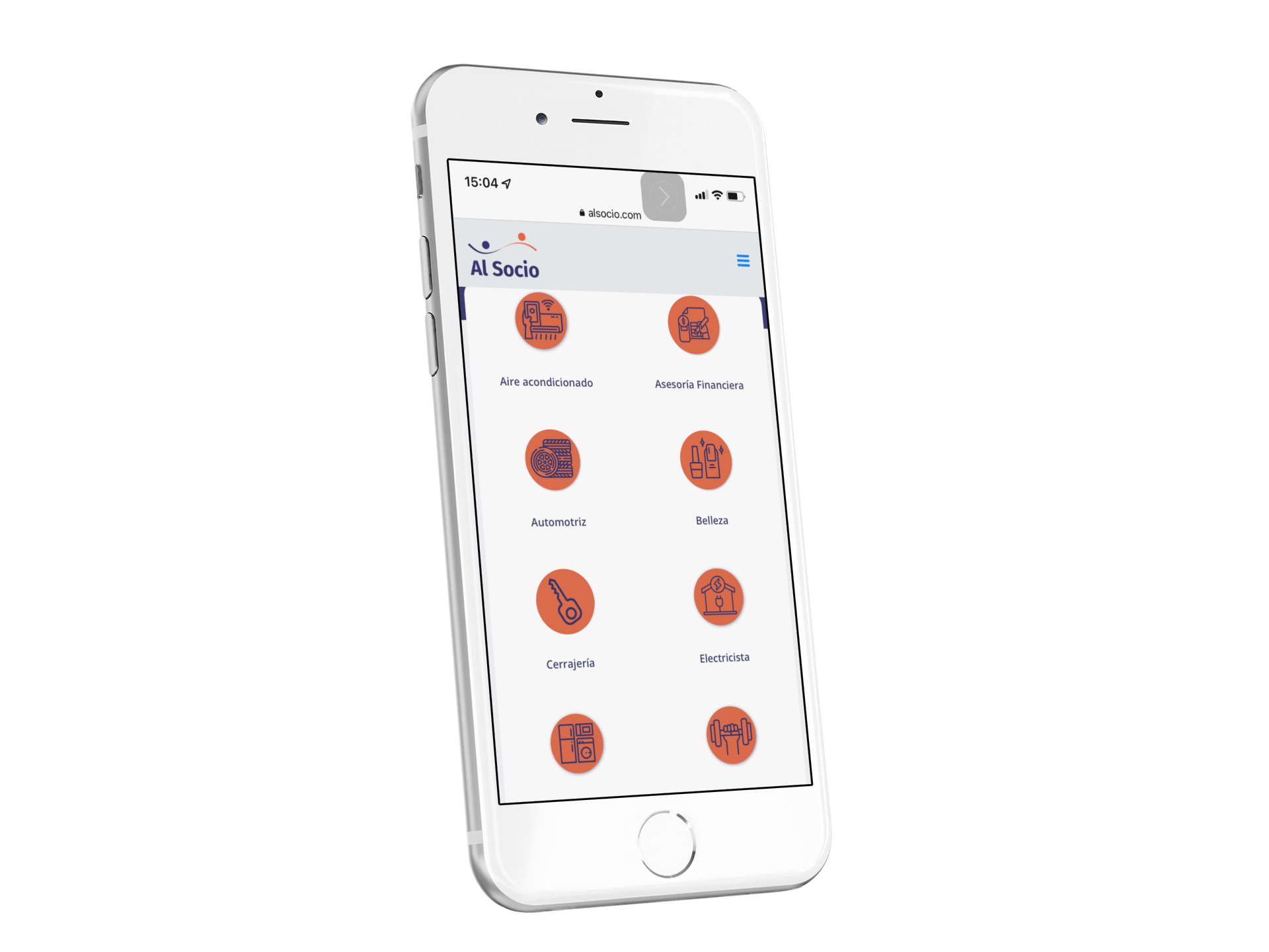 A white cell phone with a bunch of icons on the screen.
