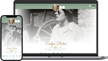 Online memorial page example for a loved one with tribute and messages