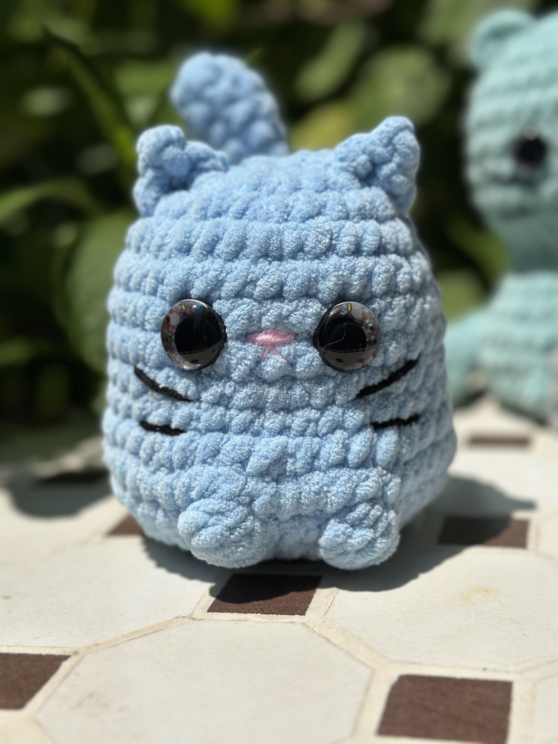 Chonky Sky Blue Cat – Handmade Amigurumi Plush