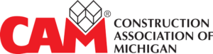 The logo for the construction association of michigan