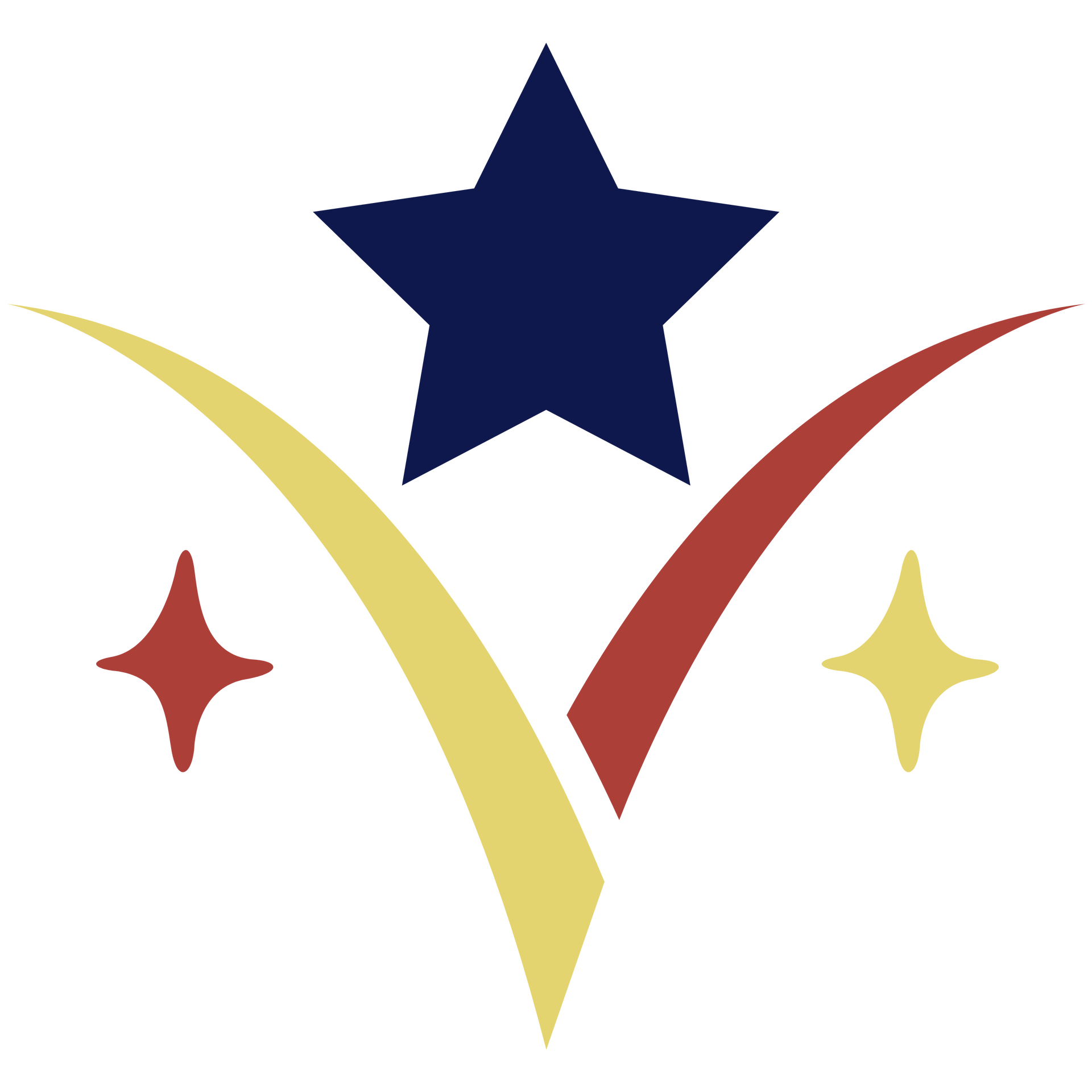 A blue star is surrounded by red yellow and blue lines