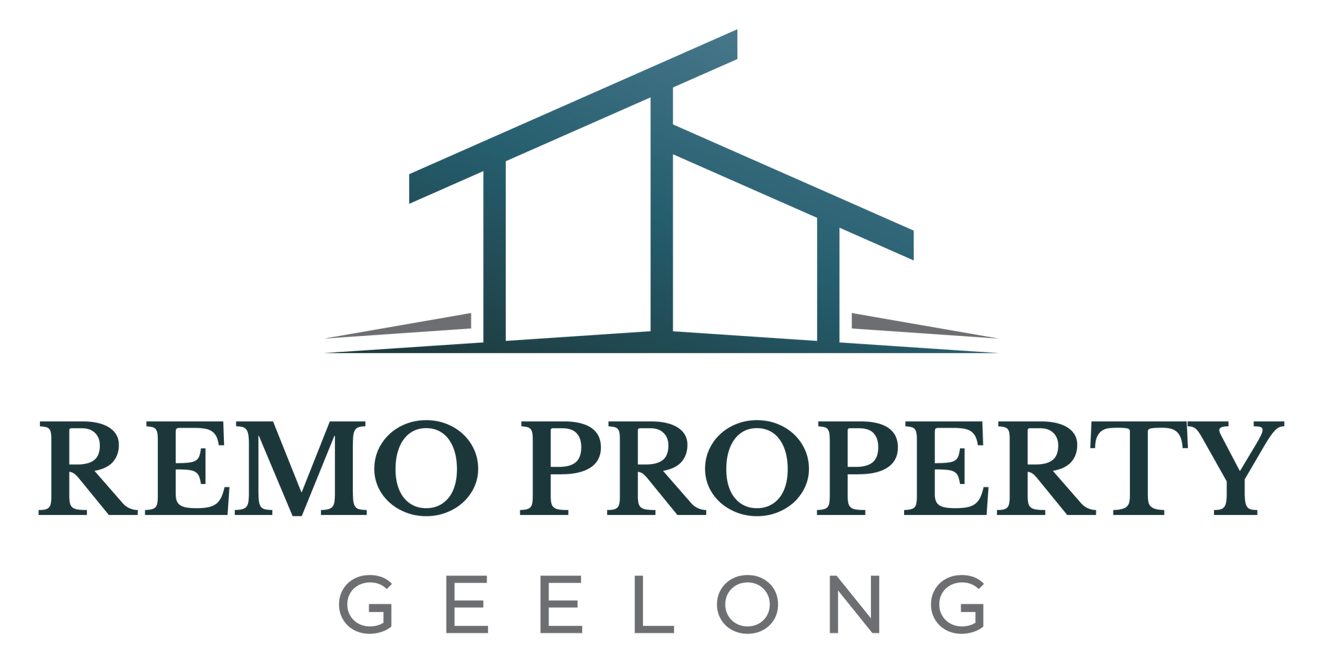 Logo for Remo Property Geelong, featuring a teal house outline above dark green text.