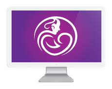 a computer monitor with a pregnant woman in a circle on the screen