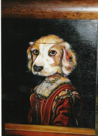 animali, cani, gatti, cavalli, quadri, ritratti, dipinti, su misura, animali vestiti, oggetti, arredi, uova dipeinte, piatti, decorazioni, trompe, fiori, stencil, decoupage, carta, colla, matita, pennello, olio su tela , riviste, pubblicazioni, eventi, Marina Rigolone, artista, pittrice, decoratrice,