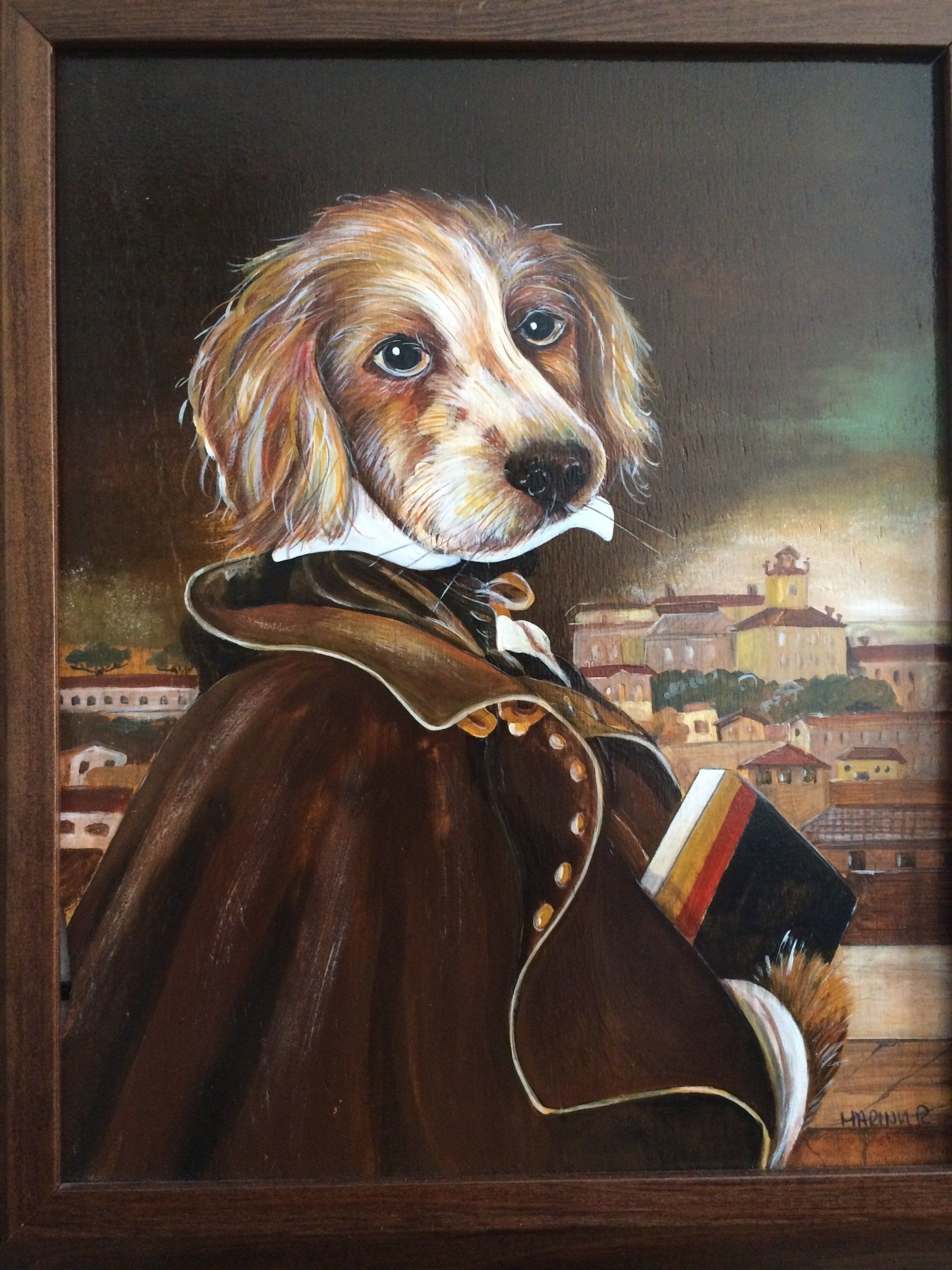 animali, cani, gatti, cavalli,  quadri, ritratti, dipinti, su misura, animali vestiti, oggetti, arredi, uova dipeinte, piatti, decorazioni, trompe, fiori, stencil, decoupage, carta, colla, matita, pennello, olio su tela , riviste, pubblicazioni, eventi, Marina Rigolone, artista, pittrice, decoratrice,