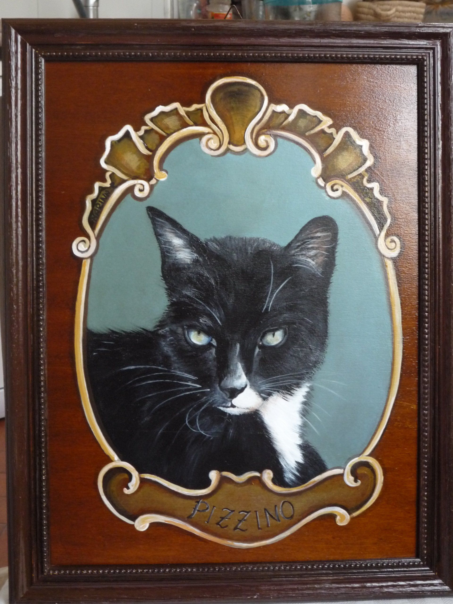 animali, cani, gatti, cavalli,  quadri, ritratti, dipinti, su misura, animali vestiti, oggetti, arredi, uova dipeinte, piatti, decorazioni, trompe, fiori, stencil, decoupage, carta, colla, matita, pennello, olio su tela , riviste, pubblicazioni, eventi, Marina Rigolone, artista, pittrice, decoratrice,