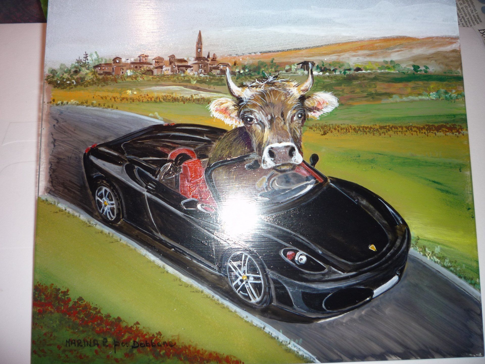 animali, cani, gatti, cavalli,  quadri, ritratti, dipinti, su misura, animali vestiti, oggetti, arredi, uova dipeinte, piatti, decorazioni, trompe, fiori, stencil, decoupage, carta, colla, matita, pennello, olio su tela , riviste, pubblicazioni, eventi, Marina Rigolone, artista, pittrice, decoratrice,