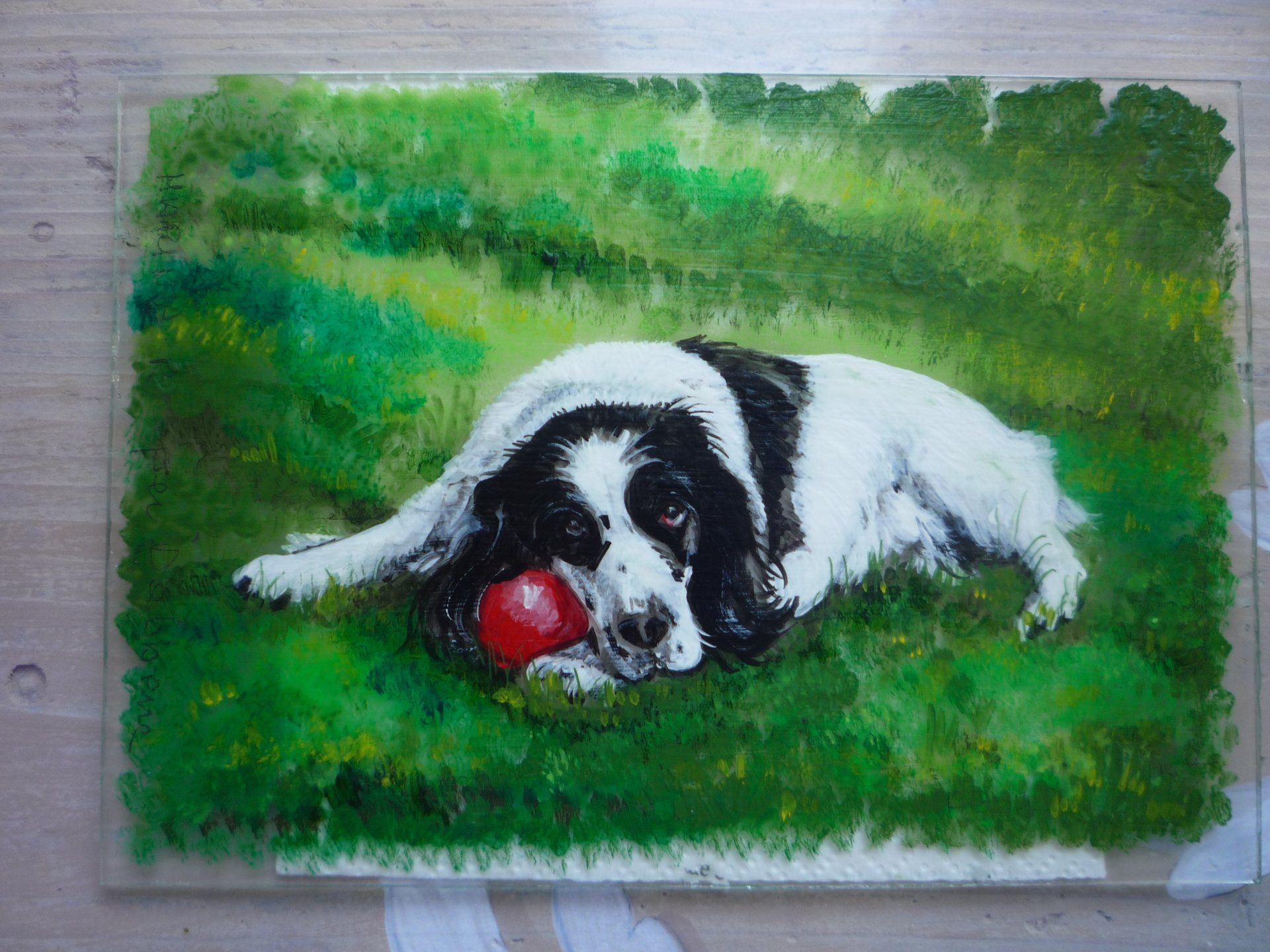 animali, cani, gatti, cavalli,  quadri, ritratti, dipinti, su misura, animali vestiti, oggetti, arredi, uova dipeinte, piatti, decorazioni, trompe, fiori, stencil, decoupage, carta, colla, matita, pennello, olio su tela , riviste, pubblicazioni, eventi, Marina Rigolone, artista, pittrice, decoratrice,