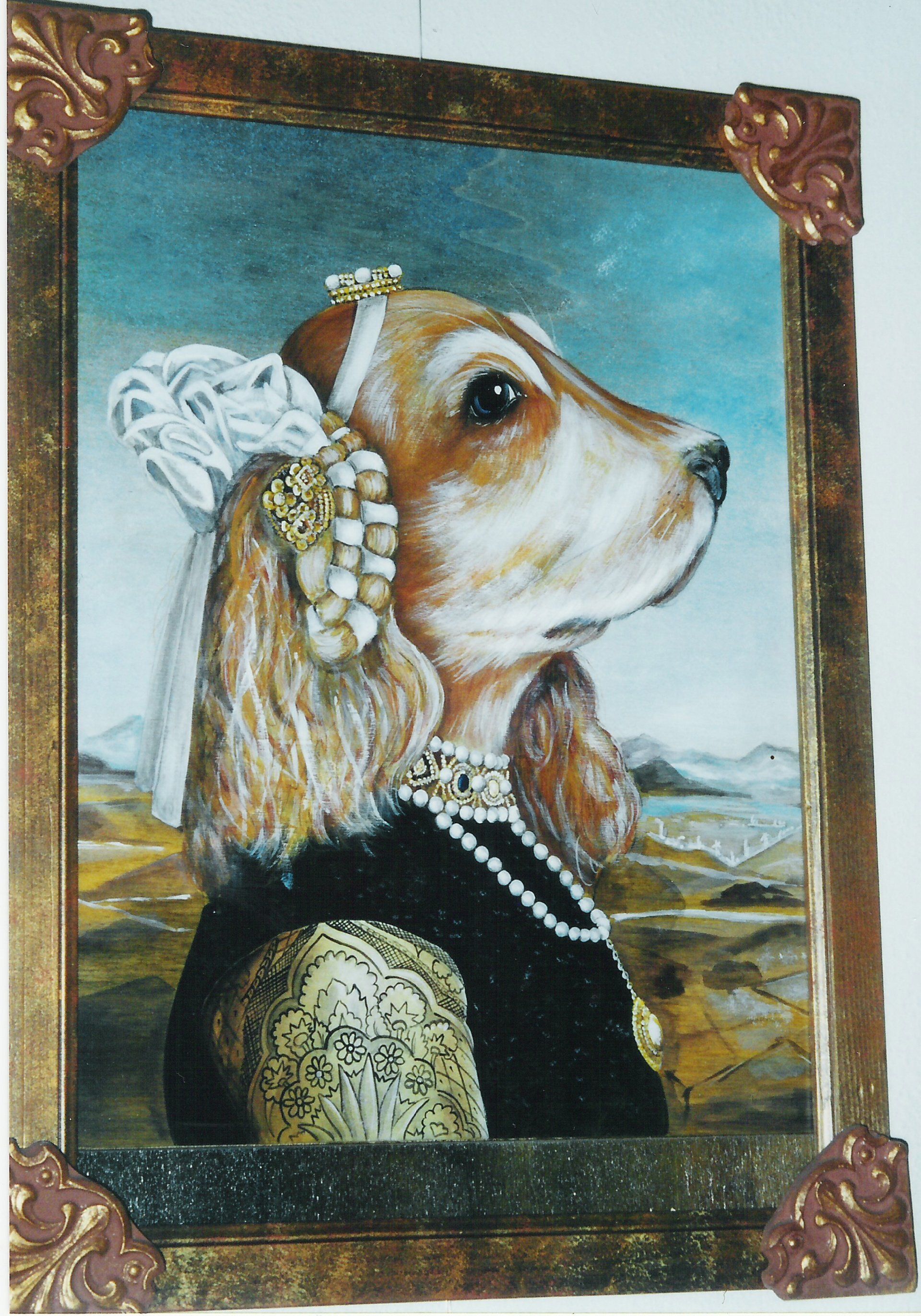 animali, cani, gatti, cavalli, quadri, ritratti, dipinti, su misura, animali vestiti, oggetti, arredi, uova dipeinte, piatti, decorazioni, trompe, fiori, stencil, decoupage, carta, colla, matita, pennello, olio su tela , riviste, pubblicazioni, eventi, Marina Rigolone, artista, pittrice, decoratrice,