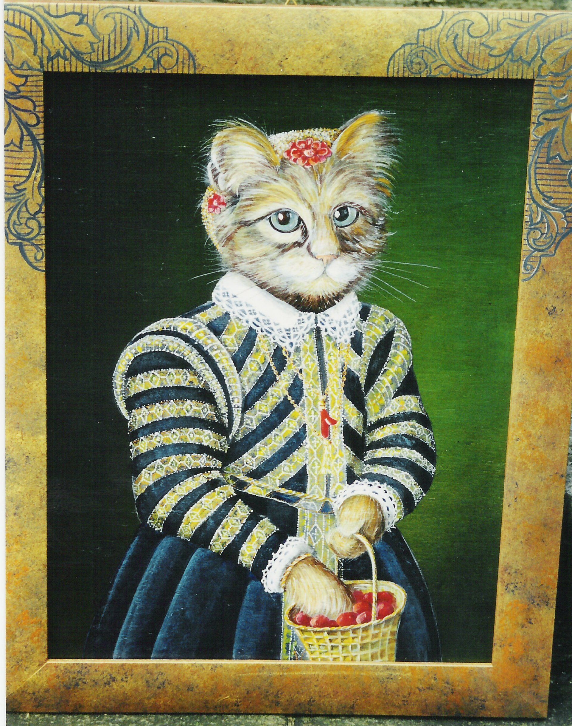 animali, cani, gatti, cavalli, quadri, ritratti, dipinti, su misura, animali vestiti, oggetti, arredi, uova dipeinte, piatti, decorazioni, trompe, fiori, stencil, decoupage, carta, colla, matita, pennello, olio su tela , riviste, pubblicazioni, eventi, Marina Rigolone, artista, pittrice, decoratrice,