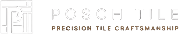 Posch Tile logo with stylized PT icon and the tagline “Precision Tile Craftsmanship”