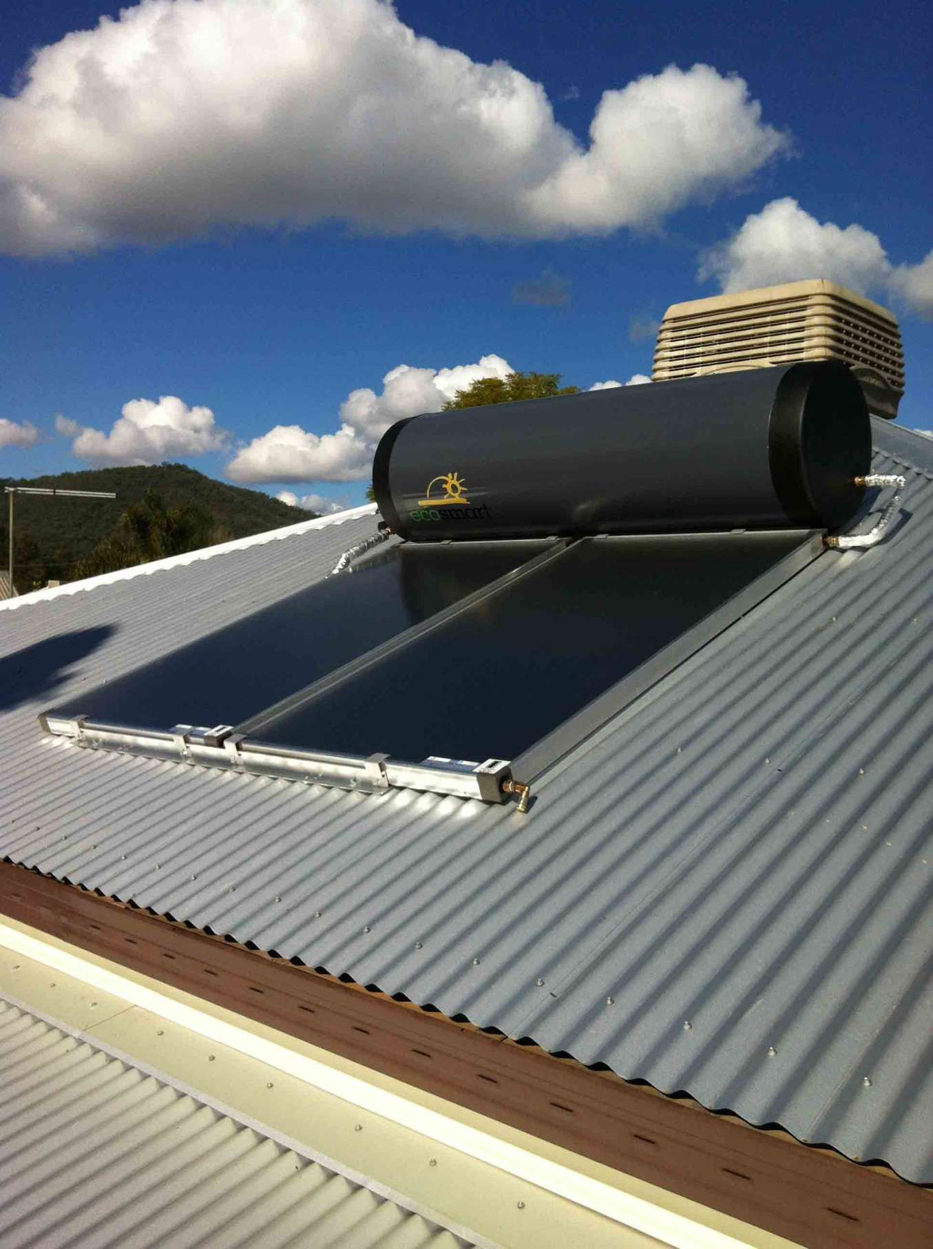 A Roof With a Water Heater on Top of It β Sapphire City Solar & Electrical In Inverell, NSW
