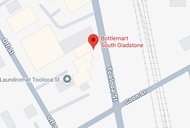 Map showing Bottlemart South Gladstone store location at the intersection of Toolooa and Coon Streets.