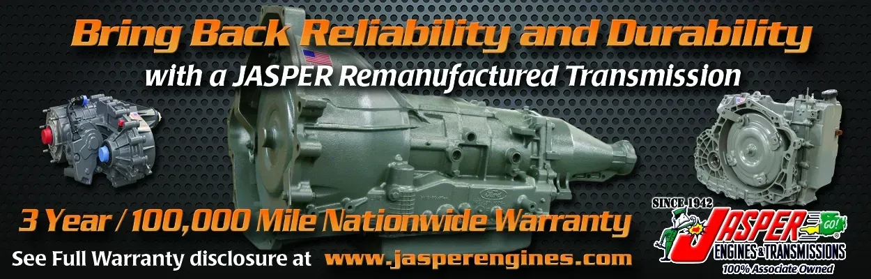 An advertisement for a jasper remanufactured transmission