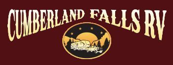 A logo for cumberland falls rv with a picture of a rv