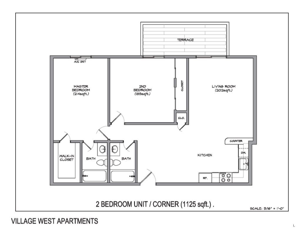 2 Bedroom, 2 Bathroom Floor Plan