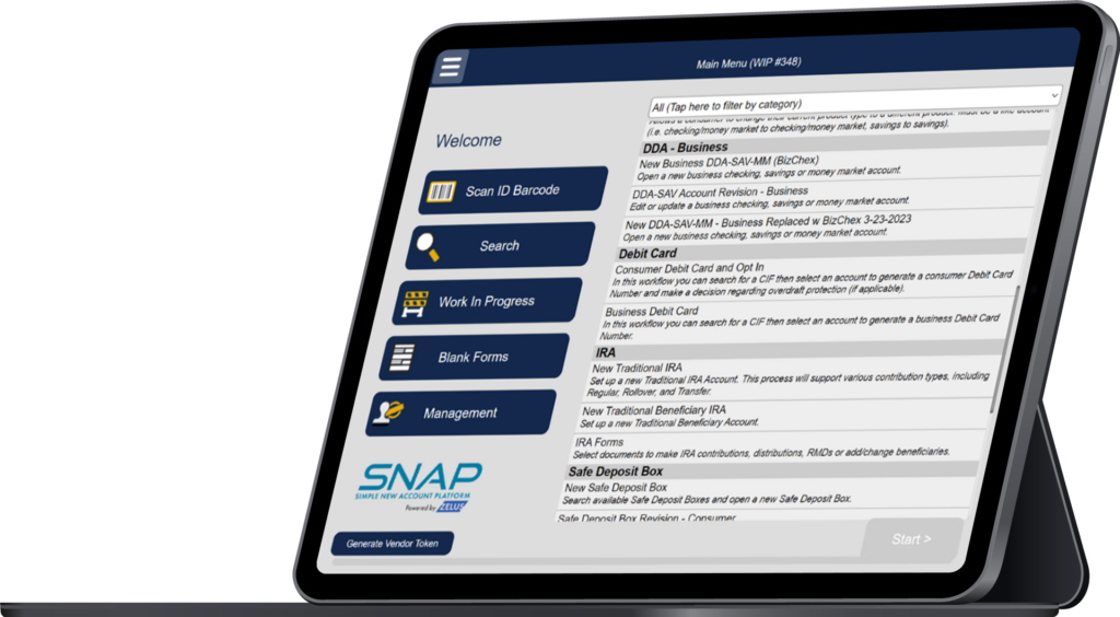 A tablet with a snap app on the screen.