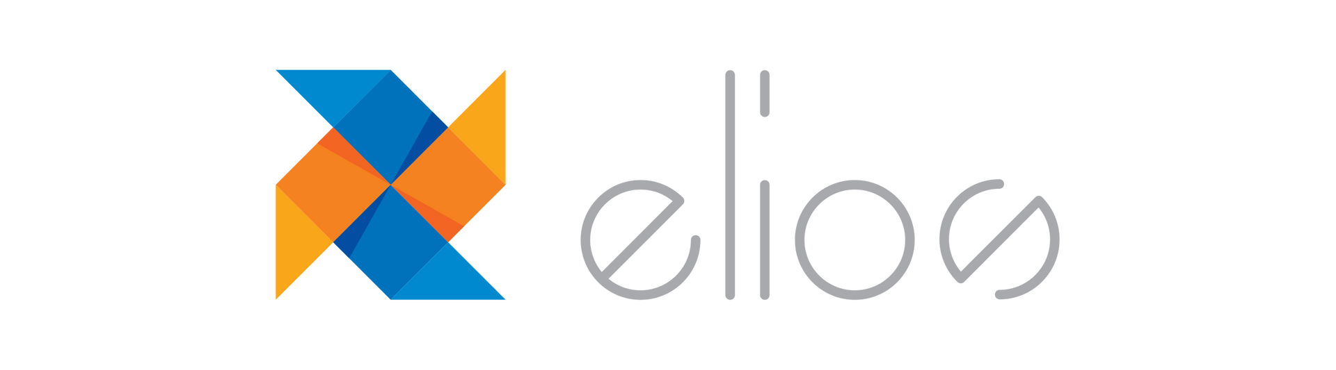 Un logo hélios bleu et orange sur fond blanc