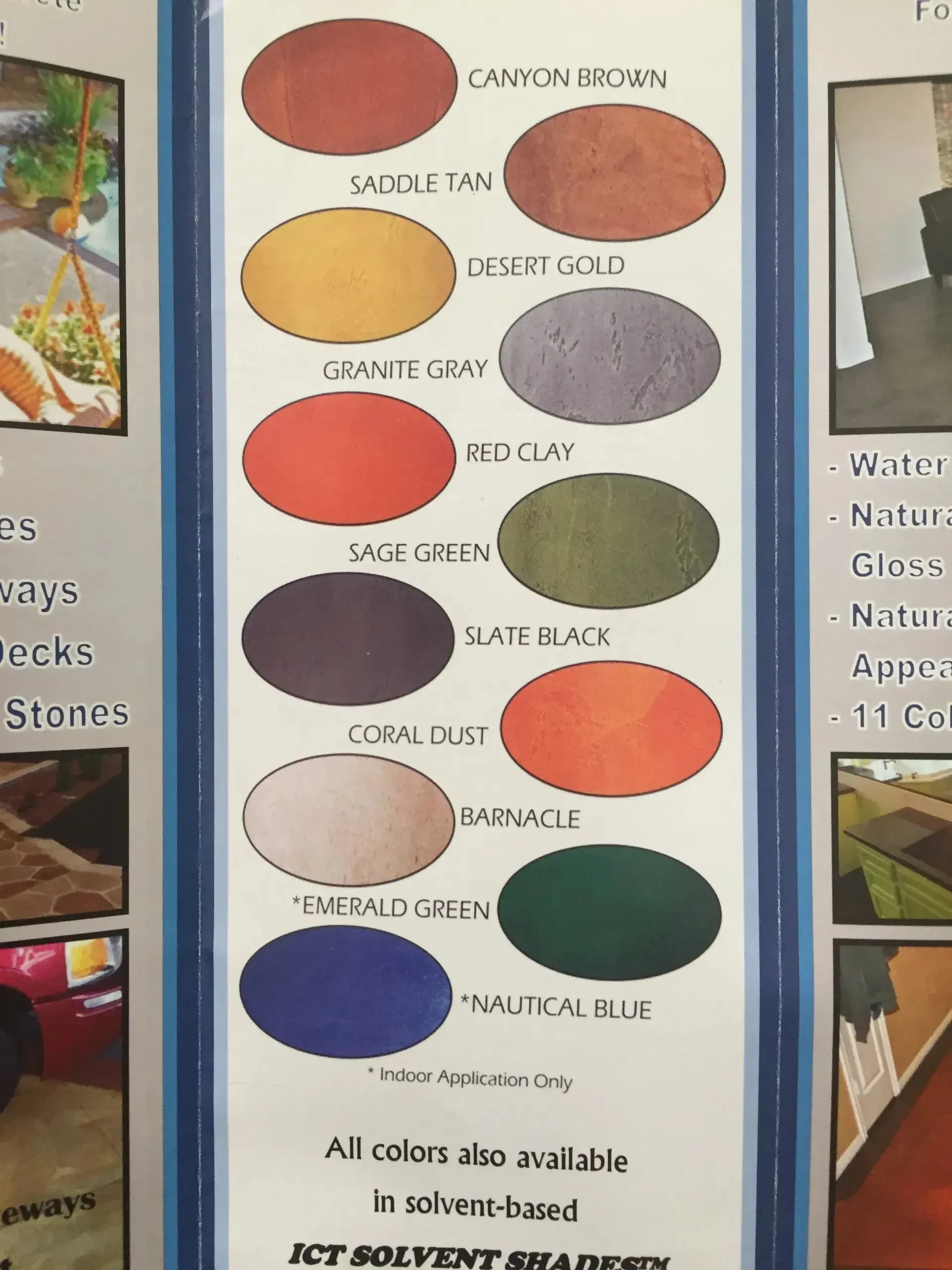Color chart with swatches.