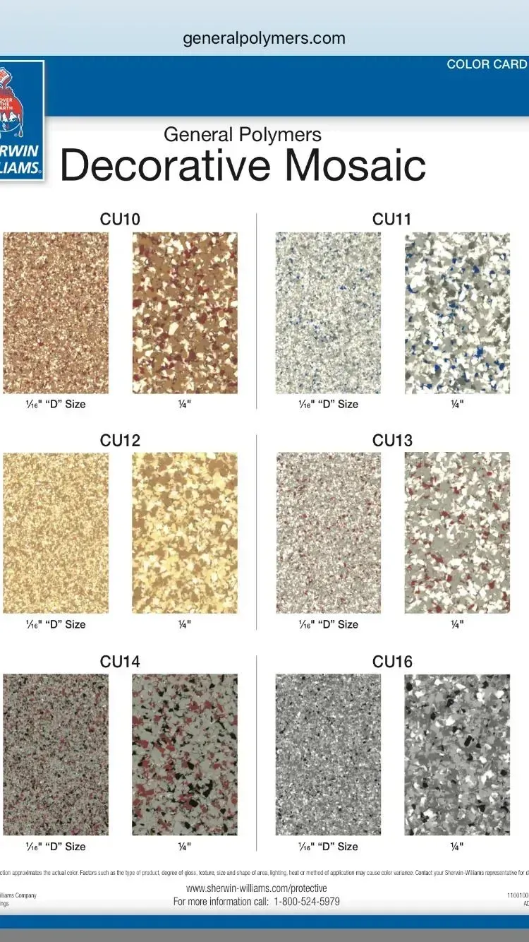 Decorative mosaic tile samples, various colors and textures displayed.