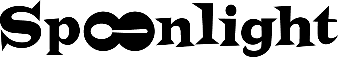 The word spoonlight is written in black on a white background.