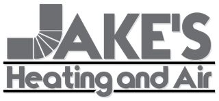 Logo for Jake&rsquo;s Heating and Air with a stylized HVAC duct forming the letter J, text in gray on a white background.