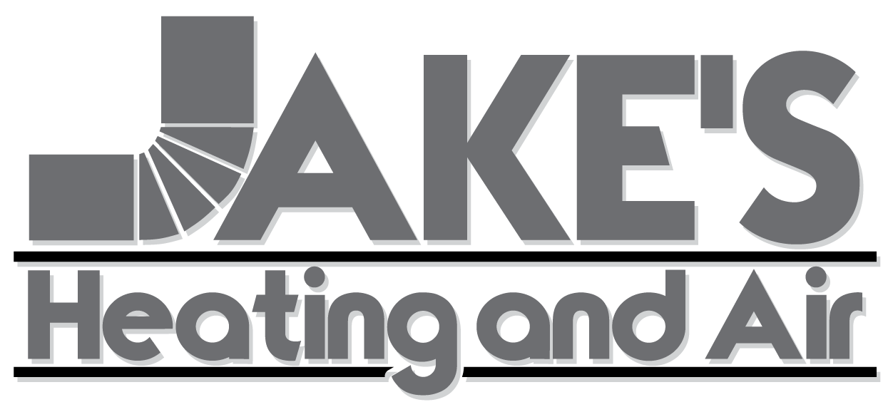 Logo for Jake’s Heating and Air with a stylized HVAC duct forming the letter J, text in gray on a white background.