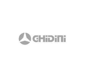Logo CHIDINI: testo grigio e simbolo geometrico all'interno di un cerchio su sfondo bianco.