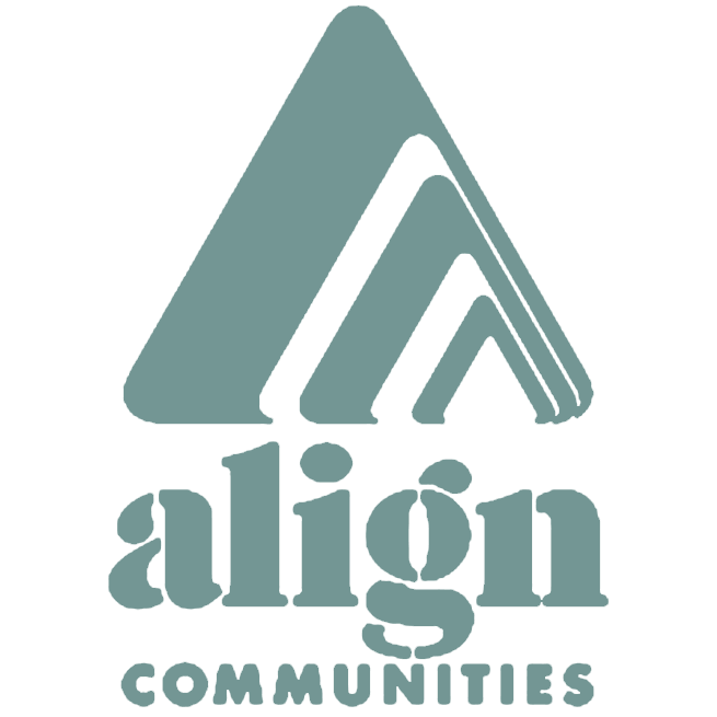 Logo for Align Communities: a stylized teal mountain icon above the word