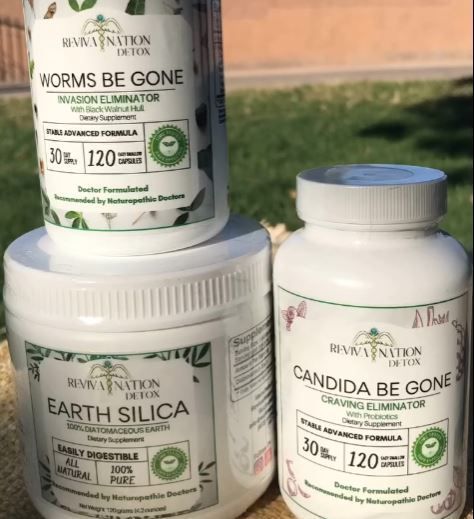 Three bottles of worms be gone and candida be gone