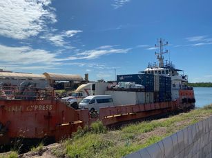 Rusty cargo ship 