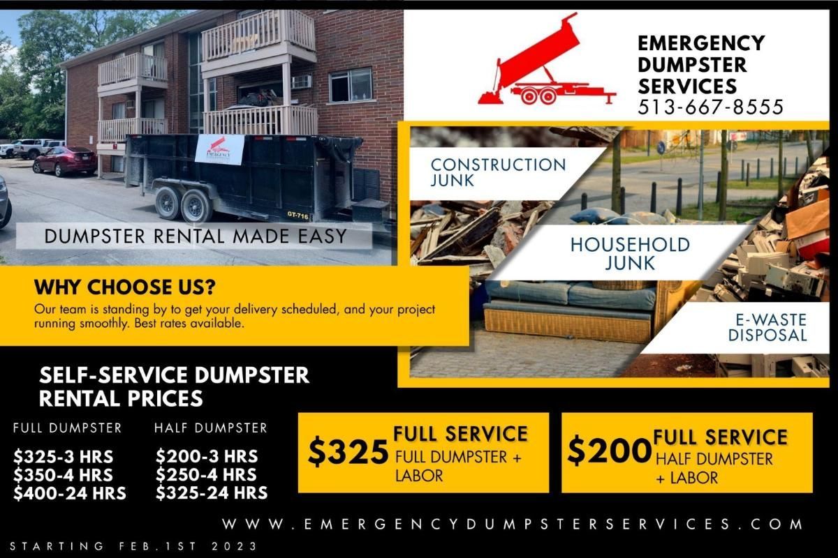 Emergency Dumpster Services promotional ad