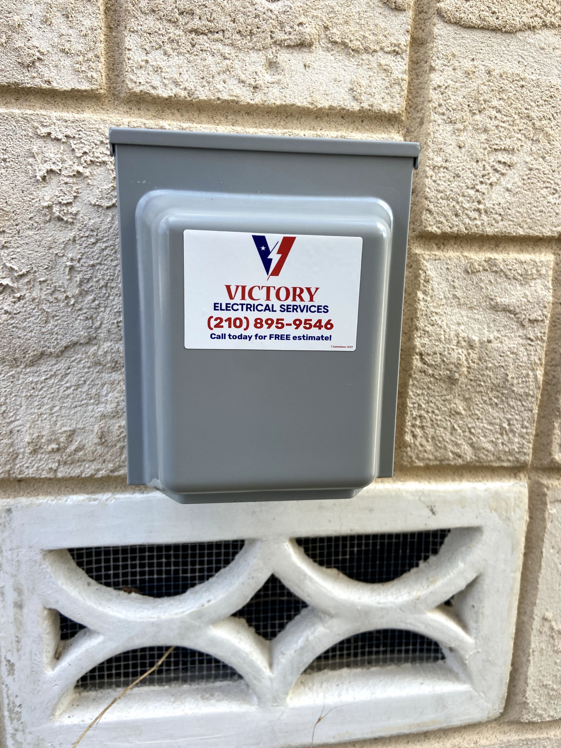 A box with a sticker on it that says victory electrical
