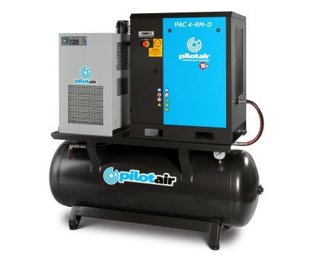a pilotair air compressor with a tank attached to it .