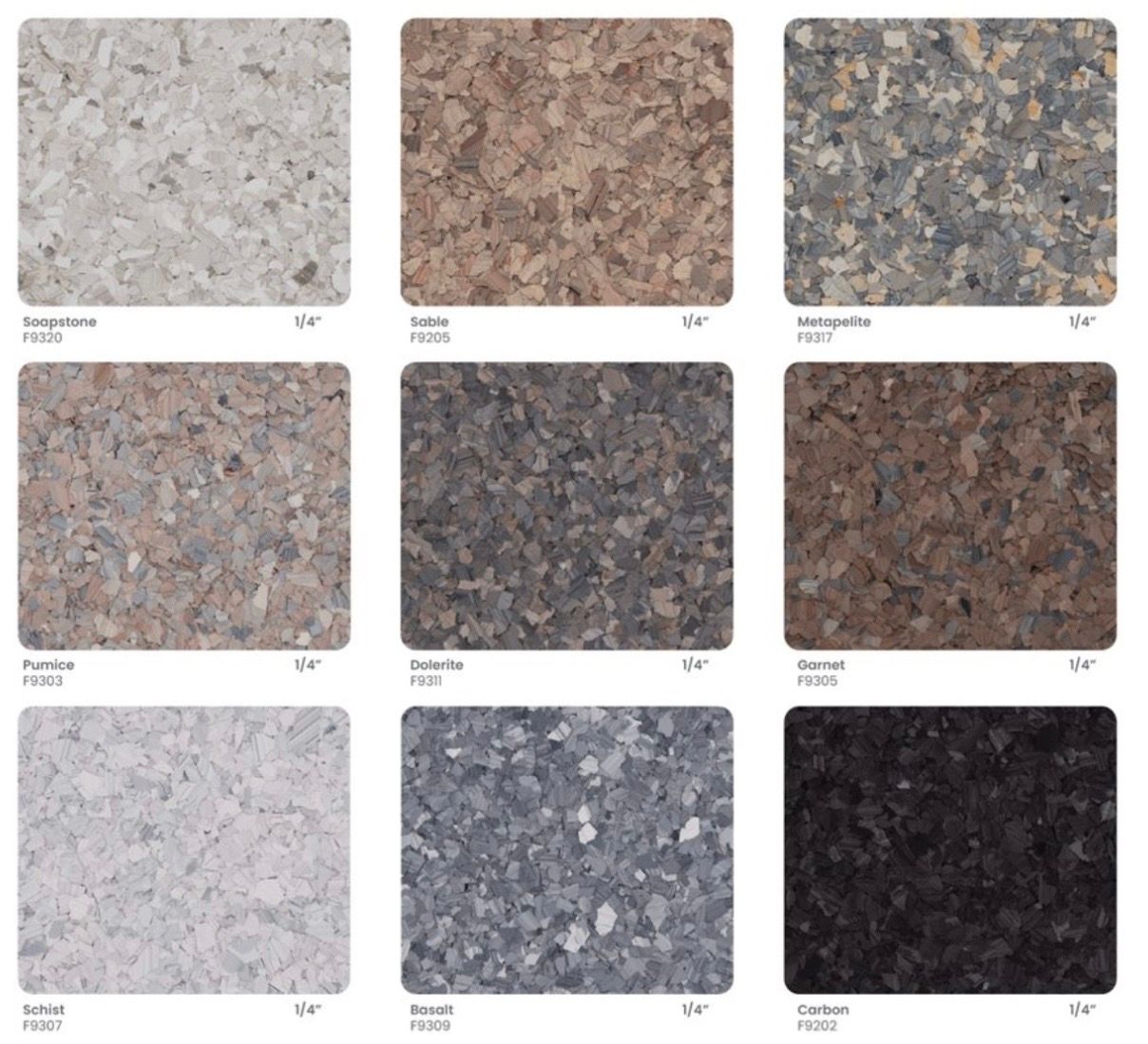 A color chart displays glitter in various shades: silver, copper, gold, brown, blue, green, and red.