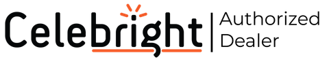 Celebright Authorized Dealer logo featuring bold black text with orange underline and radiant light icon above the letter 