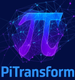 PiTransform logo with digital blue and purple network effect — brand identity graphic.