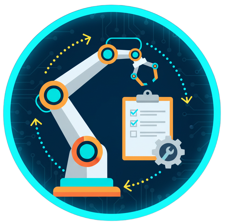 Business illustration of two professionals analyzing financial charts and tech performance dashboards.