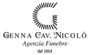 A black and white logo for genna cav nicolo agenzia funebre dal 1964