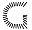 A black and white circle made of lines on a white background.