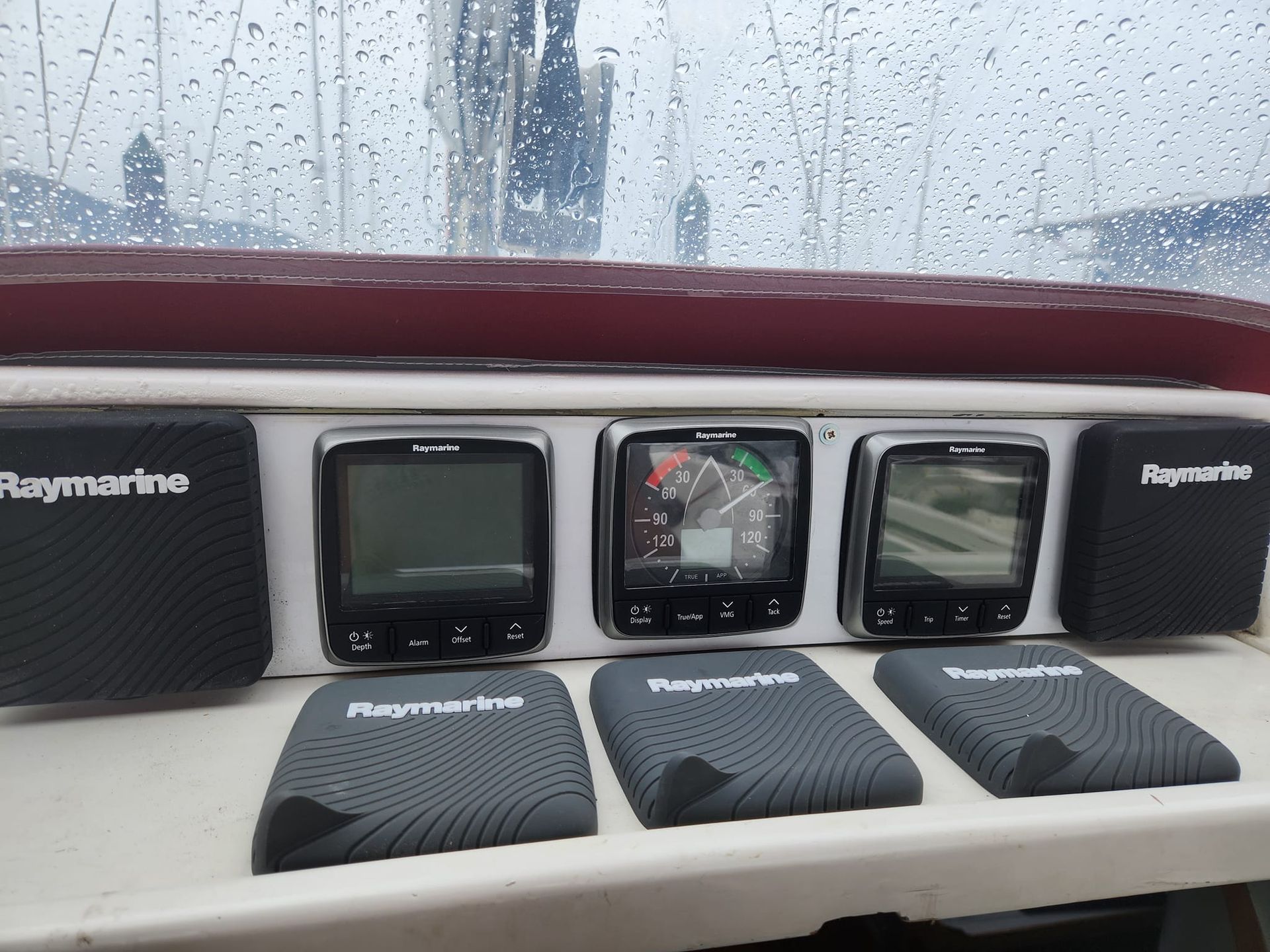 A boat with a bunch of raymarine electronics on it