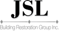 A black and white logo for jsl building restoration group inc.