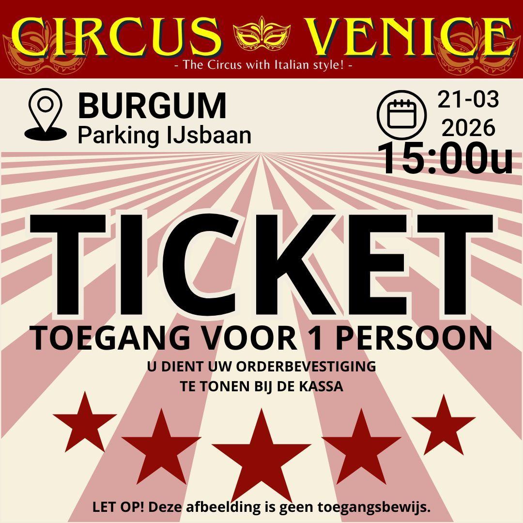 TICKET BURGUM ZATERDAG 21 maart 2026 Tijd: 15:00 uur